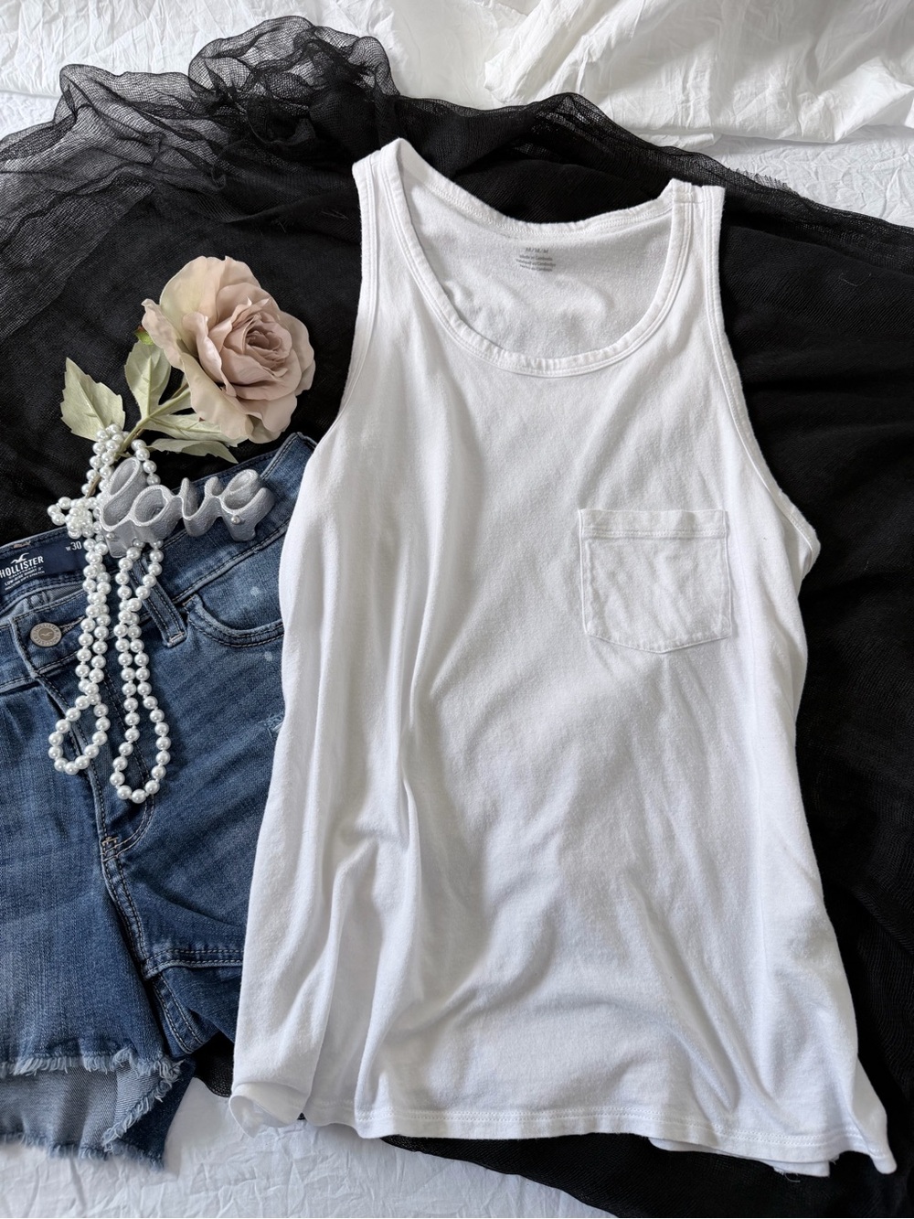 American Eagle Outfitters White Pocket Tank Top - Women's